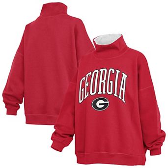 Women's Pressbox Red Georgia Bulldogs Oversized Mock Neck Sweatshirt