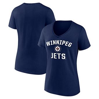 Women's Logo Athletic Navy Winnipeg Jets Arch Victory V-Neck T-Shirt
