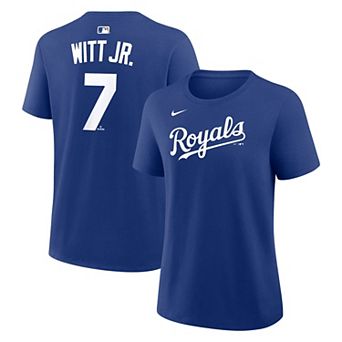 Women's Nike Bobby Witt Jr. Royal Kansas City Royals Name & Number T-Shirt