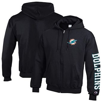 Men's Champion Black Miami Dolphins Powerblend Fleece Full-Zip Hoodie