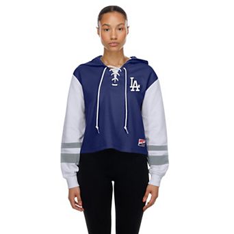 Women's New Era Royal Los Angeles Dodgers Boxy Lace-Up Hoodie