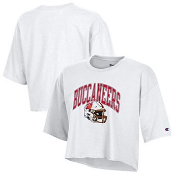 Women's Champion White Tampa Bay Buccaneers Boyfriend Cropped T-Shirt