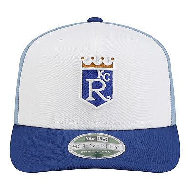 Men's New Era White/Light Blue Kansas City Royals Player Replica 9SEVENTY Adjustable Hat