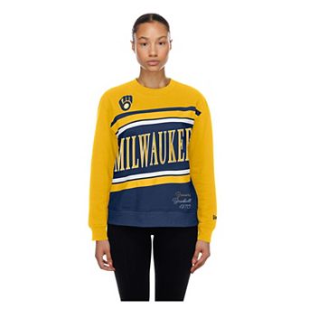Women's New Era Navy/Gold Milwaukee Brewers Gameday Fleece Sweatshirt