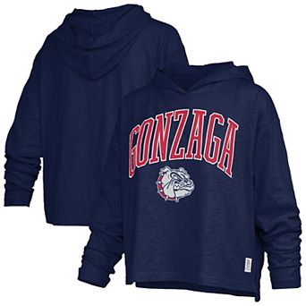 Women's Pressbox Navy Gonzaga Bulldogs Nelson Arch Over Logo Long Sleeve Hooded Slub T-Shirt