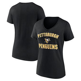 Women's Logo Athletic Black Pittsburgh Penguins Arch Victory V-Neck T-Shirt