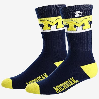 Unisex Starter Michigan Wolverines Team Color Two-Stripe Crew Socks
