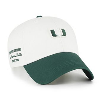 Men's '47 White/Green Miami Hurricanes Contemporary Basics Two Tone Clean Up Adjustable Hat