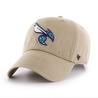 Men's '47 Khaki Charlotte Hornets Logo Clean Up Adjustable Hat