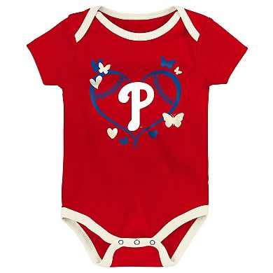 Infant Outerstuff Philadelphia Phillies Home Team 3-Pack Bodysuit Set