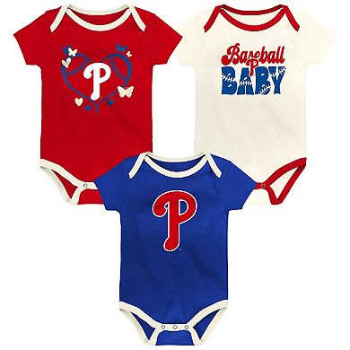 Infant Outerstuff Philadelphia Phillies Home Team 3-Pack Bodysuit Set