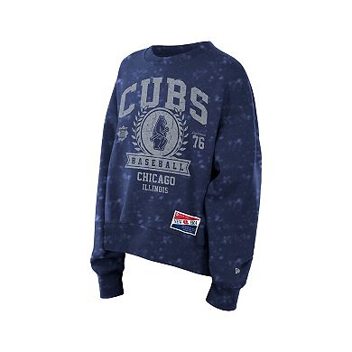 Women's New Era Royal Chicago Cubs Throwback Oversized Boxy Sweatshirt
