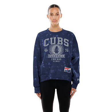 Women's New Era Royal Chicago Cubs Throwback Oversized Boxy Sweatshirt