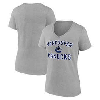 Women's Logo Athletic Heather Gray Vancouver Canucks Arch Victory V-Neck T-Shirt