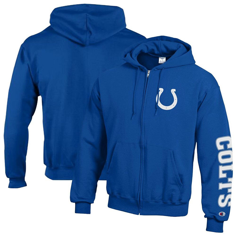 Men's Champion Royal Indianapolis Colts Powerblend Fleece Full-Zip Hoodie