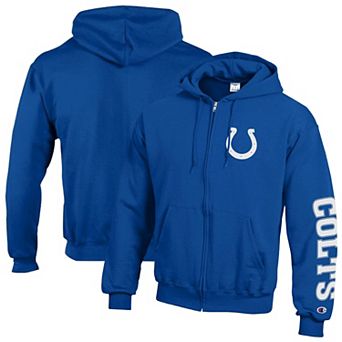 Men's Champion Royal Indianapolis Colts Powerblend Fleece Full-Zip Hoodie