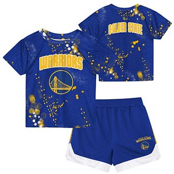 Preschool Outerstuff Royal Golden State Warriors Home Plate T-Shirt & Shorts Set