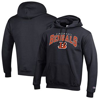 Men's Champion Black Cincinnati Bengals Powerblend Arch over Logo Hoodie