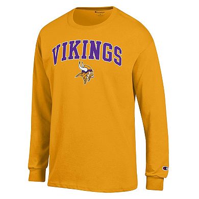 Men's Champion Gold Minnesota Vikings Arch Over Logo Long Sleeve T-Shirt