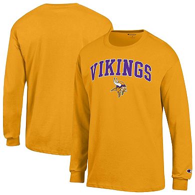 Men's Champion Gold Minnesota Vikings Arch Over Logo Long Sleeve T-Shirt