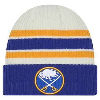 Men's New Era Cream/Royal Buffalo Sabres Vintage Cuffed Knit Hat