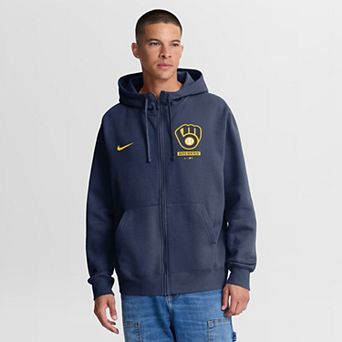 Men's Nike Navy Milwaukee Brewers Primetime Lockup Full-Zip Hoodie