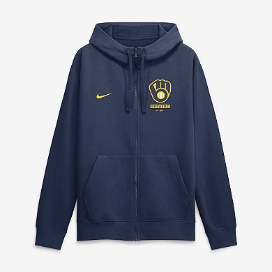 Men's Nike Navy Milwaukee Brewers Primetime Lockup Full-Zip Hoodie