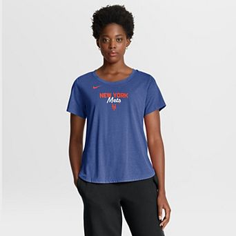 Women's Nike Heather Royal New York Mets Arched Tri-Blend T-Shirt