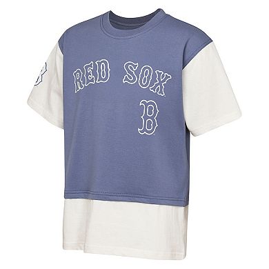 Youth Outerstuff Navy/Cream Boston Red Sox Ultimate Pastels Premium Double Run T-Shirt
