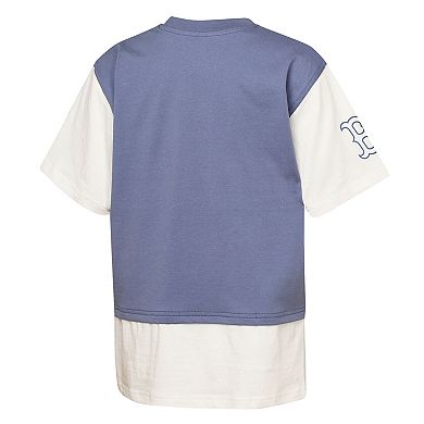 Youth Outerstuff Navy/Cream Boston Red Sox Ultimate Pastels Premium Double Run T-Shirt