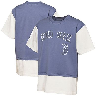 Youth Outerstuff Navy/Cream Boston Red Sox Ultimate Pastels Premium Double Run T-Shirt