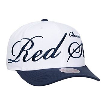 Unisex Mitchell & Ness White/Navy Boston Red Sox XL Script Pro Crown Snapback Hat