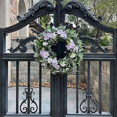 24-Inch Spring Lambs Ear and Eucalyptus Wreath with Floral Accents.