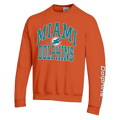 Men's Champion Orange Miami Dolphins Powerblend Fleece Sweatshirt