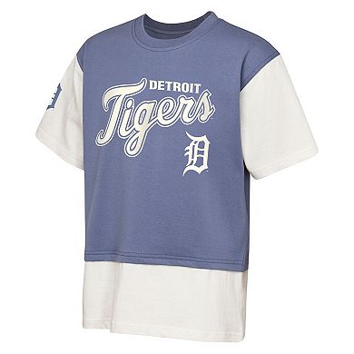 Youth Outerstuff Navy/Cream Detroit Tigers Ultimate Pastels Premium Double Run T-Shirt