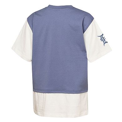 Youth Outerstuff Navy/Cream Detroit Tigers Ultimate Pastels Premium Double Run T-Shirt