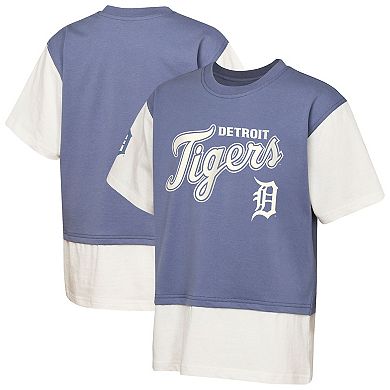 Youth Outerstuff Navy/Cream Detroit Tigers Ultimate Pastels Premium Double Run T-Shirt