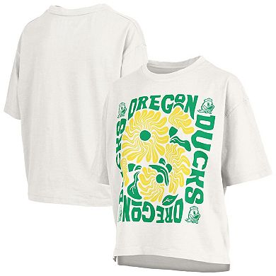 Women's Pressbox White Oregon Ducks Elena Oversized Slub T-Shirt