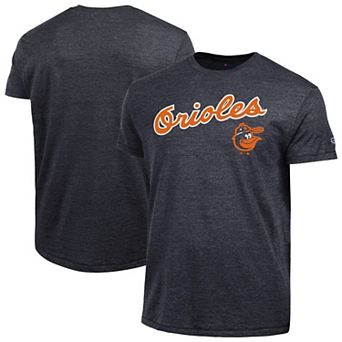 Men's Champion Black Baltimore Orioles Cooperstown Wordmark Lockup Tri-Blend T-Shirt