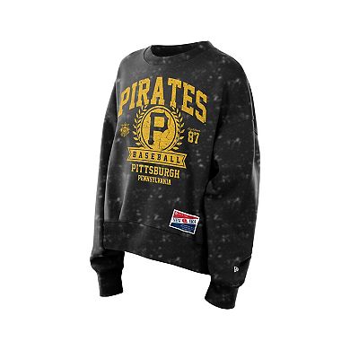 Women's New Era Black Pittsburgh Pirates Throwback Oversized Boxy Sweatshirt