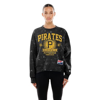 Women's New Era Black Pittsburgh Pirates Throwback Oversized Boxy Sweatshirt
