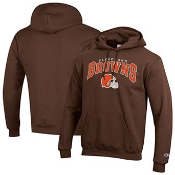 Men's Champion Brown Cleveland Browns Powerblend Arch over Logo Hoodie