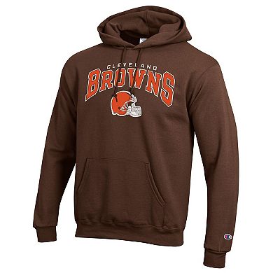 Men's Champion Brown Cleveland Browns Powerblend Arch over Logo Hoodie
