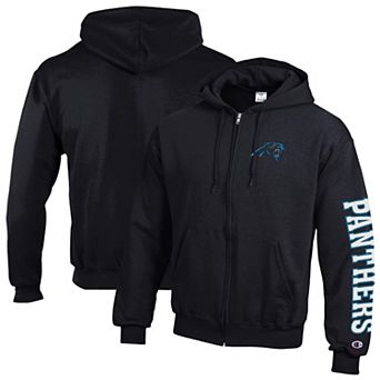 Men's Champion Black Carolina Panthers Powerblend Fleece Full-Zip Hoodie