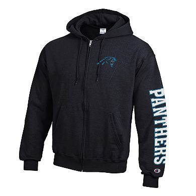 Men's Champion Black Carolina Panthers Powerblend Fleece Full-Zip Hoodie
