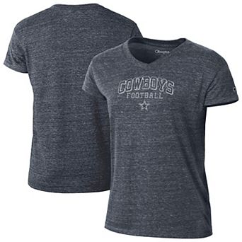 Women's Champion Navy Dallas Cowboys Triumph Tri-Blend V-Neck T-Shirt