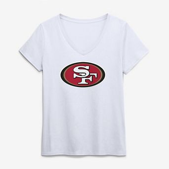 Women's Logo Athletic White San Francisco 49ers Primary Logo V-Neck T-Shirt