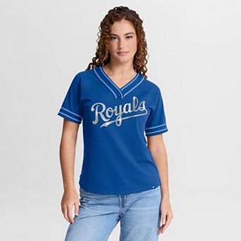 Women's Fanatics Royal Kansas City Royals Diva Race Ahead Raglan V-Neck T-Shirt
