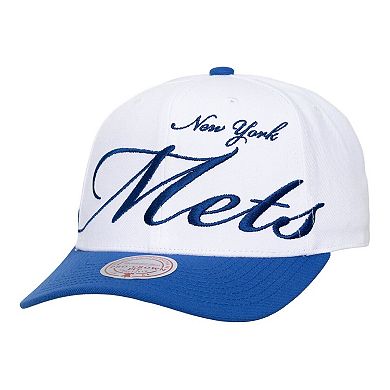 Unisex Mitchell & Ness White/Royal New York Mets XL Script Pro Crown Adjustable Hat
