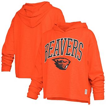Women's Pressbox Orange Oregon State Beavers Nelson Arch Over Logo Long Sleeve Hooded T-Shirt